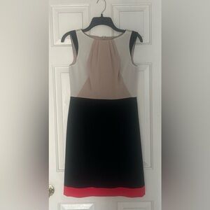 Ann Taylor Black/Beige/Red Color Block Dress. Size 2.